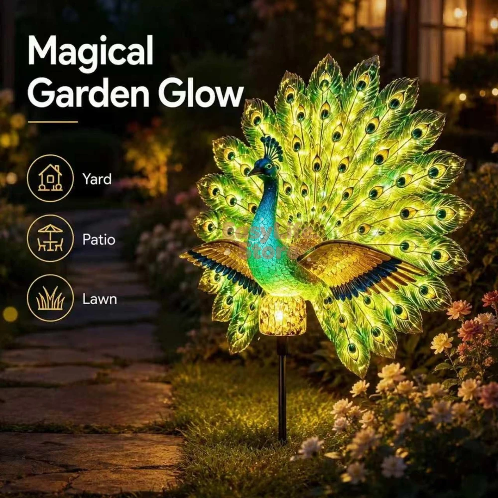 Smart Garden Solar - Escultura de Pavo Real Solar para