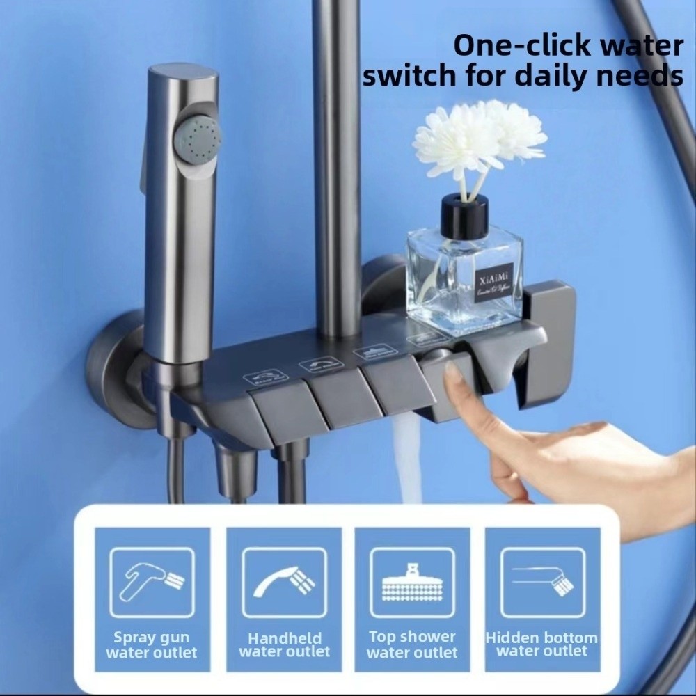 Sistema de Ducha Gris de Alta  - Rain Gauge Digital reseña y precio